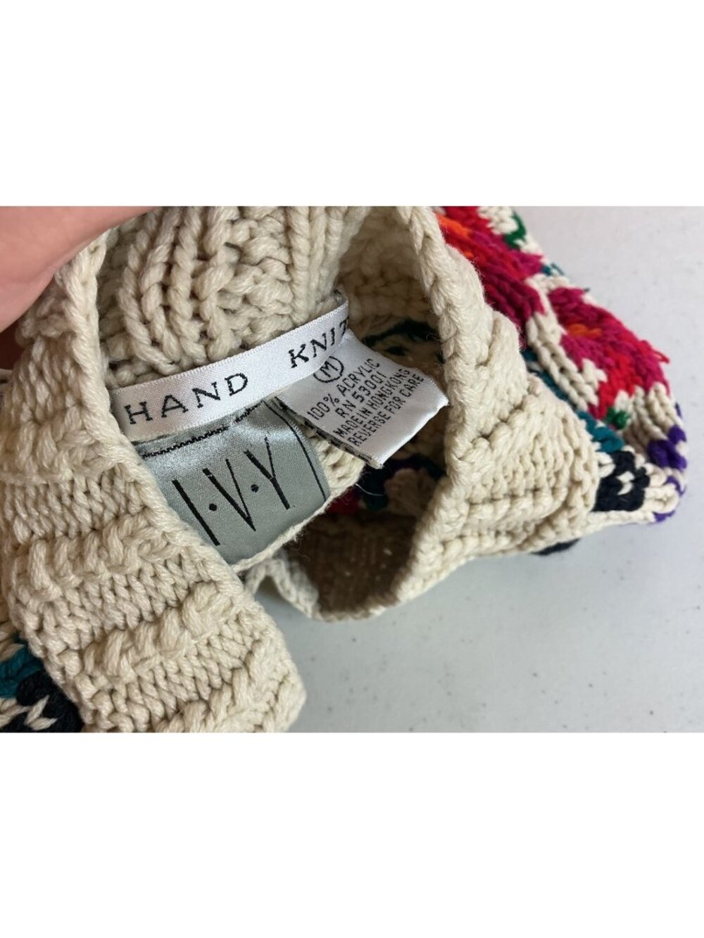 Vintage Handknit Floral Sweater Womens Medium - Picture 5 of 5